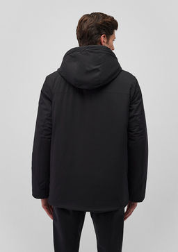 Kapusonlu Siyah Parka - Mavi фото 6