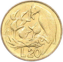 Монета 20 лир 1975 года Сан-Марино