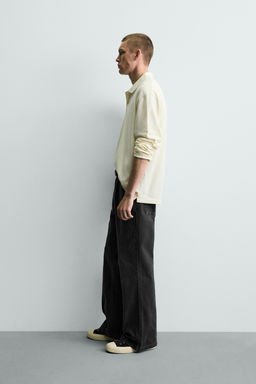 PANTAL?N FLARE FIT ESTRUCTURA ALGOD?N / Gris oscuro - Zara фото 4