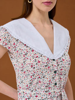 Платье с большим воротником белое OD-720-5 - Tantino фото 9