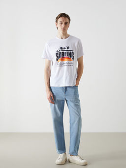 Bisiklet Yaka K?sa Kollu Bask?l? Penye Erkek Ti??rt