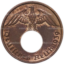 Монета 2 рейхспфеннига 1939 года D Германия