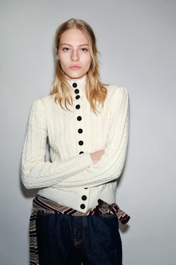 CABLE-KNIT CARDIGAN - Zara фото 2