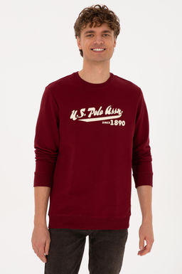 Erkek Bisiklet Yaka Regular Fit Bordo Sweatshirt