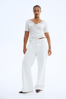 Top de canal? con ribete de encaje - H&m фото 6