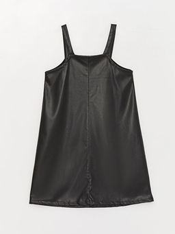 Kare Yaka Deri G?r?n?ml? K?z ?ocuk Elbise - Waikiki фото 2