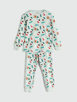 Bisiklet Yaka Y?lba?? Temal? Erkek ?ocuk Pijama Tak?m?