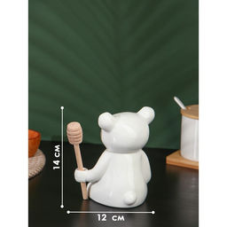 Ёмкость для мёда BellaTenero «Мишка», 280 мл, 14.5×12 см, с ложкой, фарфор, белая