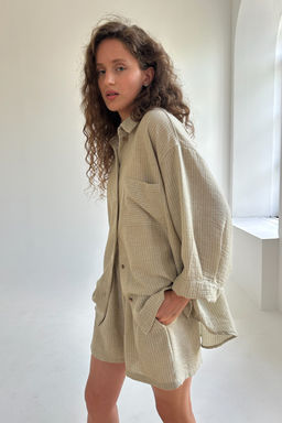 Рубашка СВОБОДА026/20/Оливковый, белый - M&G all natural фото 7