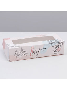 Цена за 5 шт. Кондитерская упаковка, коробка с ламинацией «8 марта», 17×7×4 см