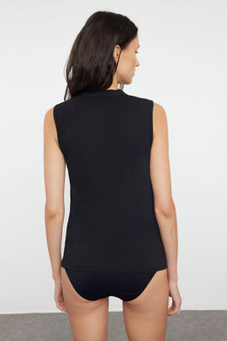 Siyah Pamuklu Yuksek Yaka Orme Ic Giyim Atlet THMAW25AL00000