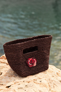 MINI BOLSO RAFIA FLOR CROCHET / Marr?n - Zara фото 2