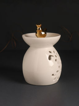 Аромалампа для эфирных масел Птичка в короне, керамика, белый перламутр, 9?9?13 см - Simaland фото 3