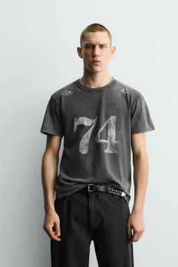 WASHED T-SHIRT WITH CONTRAST PRINTS - Zara фото 11