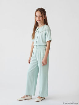 Beli Lastikli Pileli K?z ?ocuk Pantolon