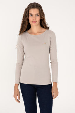 Kad_n Ta_ Slim Bisiklet Yaka Basic Sweatsh_rt