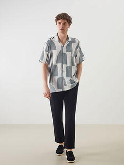 Regular Fit K?sa Kollu Desenli Erkek G?mlek