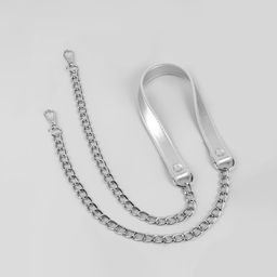 Ручка для сумки, с цепочками и карабинами, 120×1.8 см, цвет серебряный