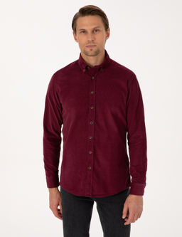 Bordo Regular Fit Uzun Kollu G_mlek