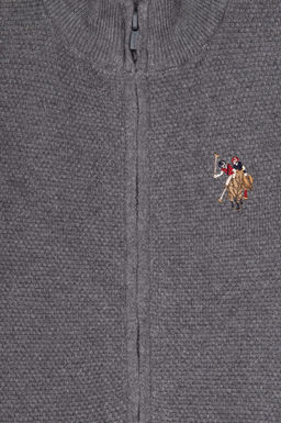 Erkek _ocuk Gri Melanj Fermuarl_ Triko H_rka - U.s. polo assn фото 3