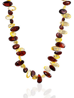 Эффектные бусы из натурального балтийского янтаря Облепиха