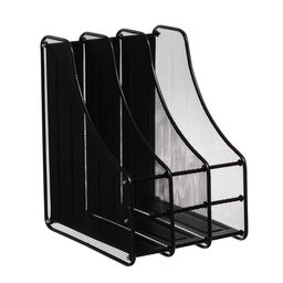 Лоток для бумаг А4, вертикальный, металлическая сетка, 3 отделения, чёрный