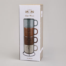 НАБОР КРУЖЕК LEFARD 4ШТ НА МЕТАЛ.ПОДСТАВКЕ 360МЛ  фото 2