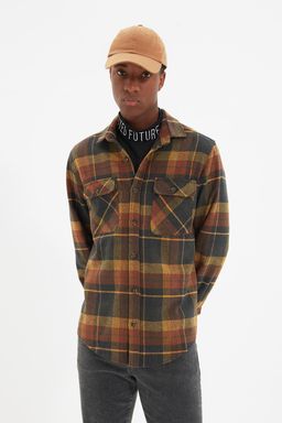 TRENDYOL MAN Bordo Cift Cep Kapakl? Regular Fit K?sl?k Oduncu Kareli Gomlek TMNAW21GO0031 - Trendyolmilla фото 6