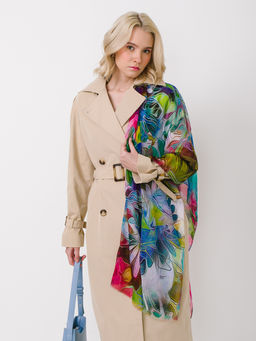 Большой, мягкий, тонкий и очень нежный двусторонний палантин с рисунком в стиле арт-деко - Tantino фото 4