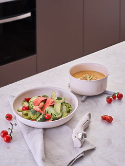 Набор посуды для приготовления со съемной ручкой smart ceramic, 7 предметов, цвета топленого молокатермо