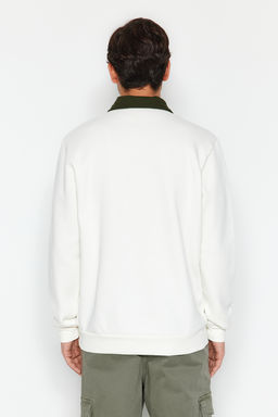 TRENDYOL MAN Ekru Regular/Normal Kesim Polo Yaka Nak?sl? Ici Polar/S?cak Tutan Sweatshirt TMNAW24SW00241 - Trendyolmilla фото 6