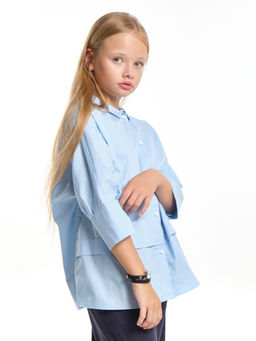 Рубашка для девочки подросткам школьная форма UD 7948 голубой - Mini maxi фото 10