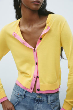 COLOUR BLOCK KNIT CARDIGAN