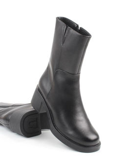 01-M43-7 BLACK Ботинки демисезонные женские (натуральная кожа, байка)