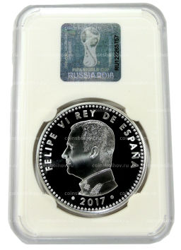 Монета 10 евро 2017 года Испания Чемпионат мира по футболу 2018, Россия (в слабе)