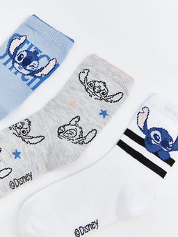 Stitch ve Angel Desenli K?z ?ocuk Soket ?orap 5li