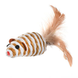 Игрушка для кошек Полосатая мышка с перьями 05кит22 CF-134 CF-134