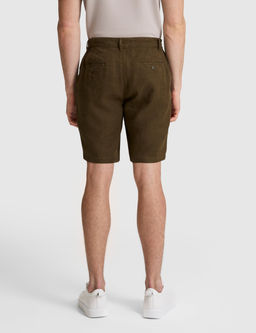 Haki Slim Fit %100 Keten Beli Lastikli Kordonlu Dokuma _ort
