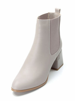 01-PCM359-2 GRAY/BEIGE Ботинки Челси демисезонные женские (натуральная кожа, байка)