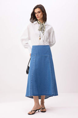 Mavi DOKUMLU Dikis Detayl? Midi Denim Etek TWOSS26ET00096 - Trendyolmilla фото 3