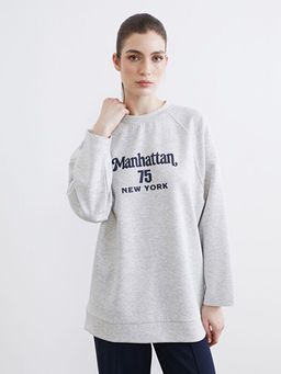 Bask?l? Soft Touch Oversize Kad?n Sweatshirt Tunik