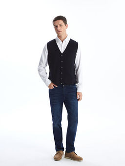 Standart Kal?p V Yaka Erkek Triko Yelek - Waikiki фото 4