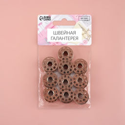 Набор металлических шпулек, d=20 мм, 10 шт., цвет серебряный