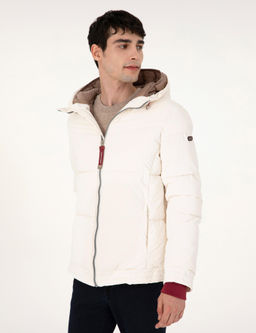 Ekru Kap__onlu Dolgulu Mont