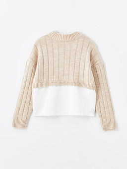 Bisiklet Yaka Desenli Uzun Kollu K?z ?ocuk Triko Kazak - Waikiki фото 2