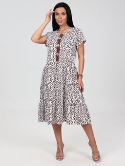 761 ЖЕНСКОЕ ПЛАТЬЕ (Коричневый/белый)