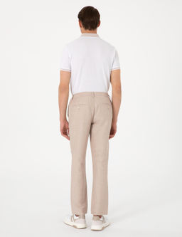 A__k Kahverengi Slim Fit Keten Kar___ml_ Pantolon - Pierre cardin фото 4