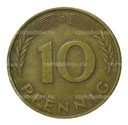 Монета 10 пфеннигов 1977 года D Германия