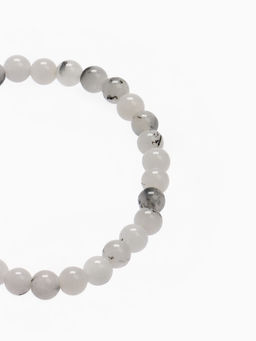 Браслет «Агат волосатик», шар №6, белый