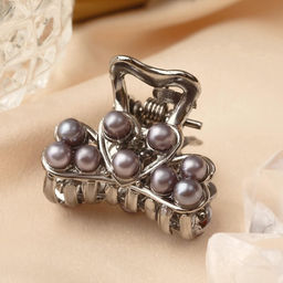 Цена за 6 шт. Крабик для волос «Айлин», сердце, 2.5 см, тёмное серебро